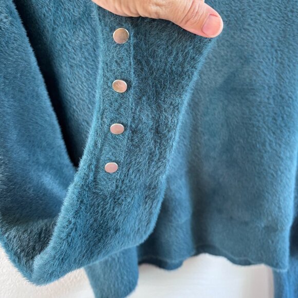 Bailey/44 Sweater Plush Fuzzy Mock‑Neck Dolman Teal Size Medium - Picture 4 of 7